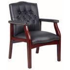 Black Leather Guest Chair with Padded Seat & Arms – Mid-Back Office Executive Style - product detail image 4