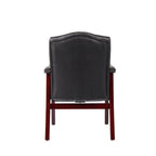 Black Leather Guest Chair with Padded Seat & Arms – Mid-Back Office Executive Style - product detail image 8