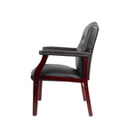 Black Leather Guest Chair with Padded Seat & Arms – Mid-Back Office Executive Style - product detail image 9