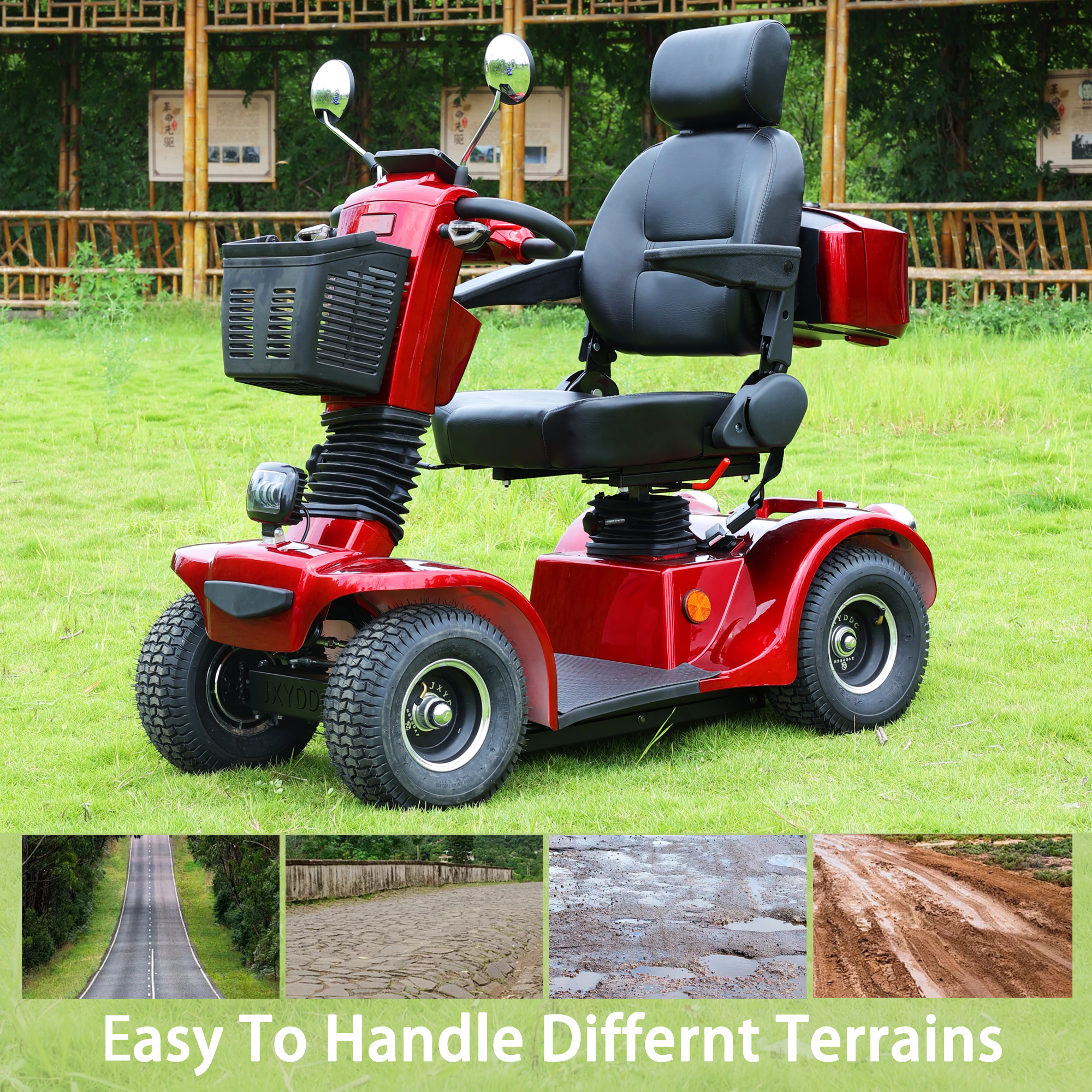 Red Heavy-Duty Mobility Scooter for Seniors – ABS+PC Frame Secondary image