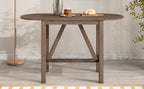 3-Piece Counter Height Drop Leaf Dining Table Set with 2 Upholstered Chairs, Brown Rubberwood