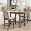 3-Piece Counter Height Drop Leaf Dining Table Set with 2 Upholstered Chairs, Brown Rubberwood