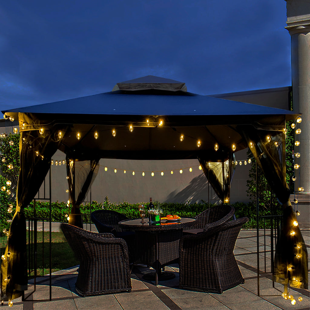 10 ft x 10 ft Outdoor Gazebo with Double Roof & Removable Mosquito Net - product detail image 6