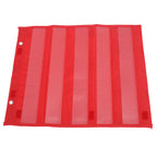 Close-up of the five transparent nylon pockets showing clarity and texture
