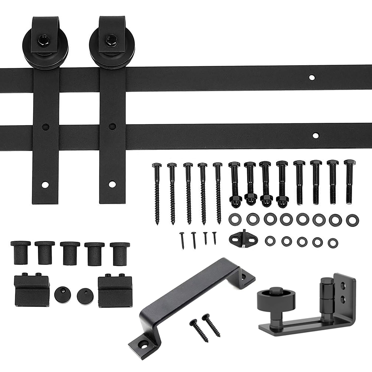 32" x 84" Gray Melamine Sliding Barn Door Kit with Track & Floor Guide - product detail image 7