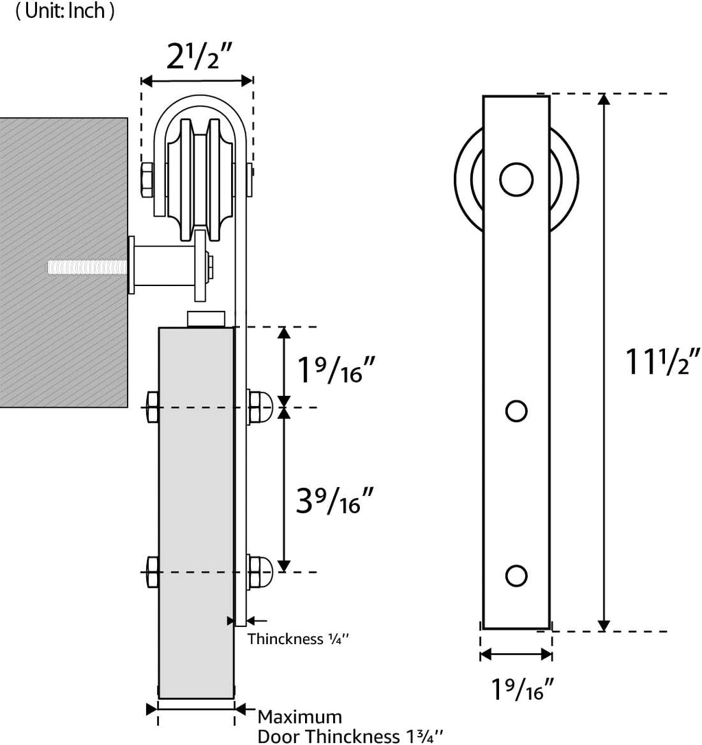 6.6 ft Heavy-Duty Sliding Barn Door Hardware Kit – Black Steel, 220 lb Capacity - product detail image 10