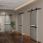 32" x 84" Gray Melamine Sliding Barn Door Kit with Track & Floor Guide - product detail image 6