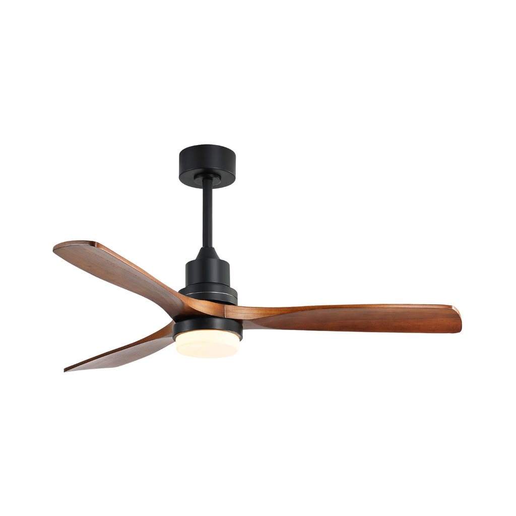 52 Inch Indoor/Outdoor Ceiling Fan with Dimmable LED Light, Solid Wood Blades & Remote Control