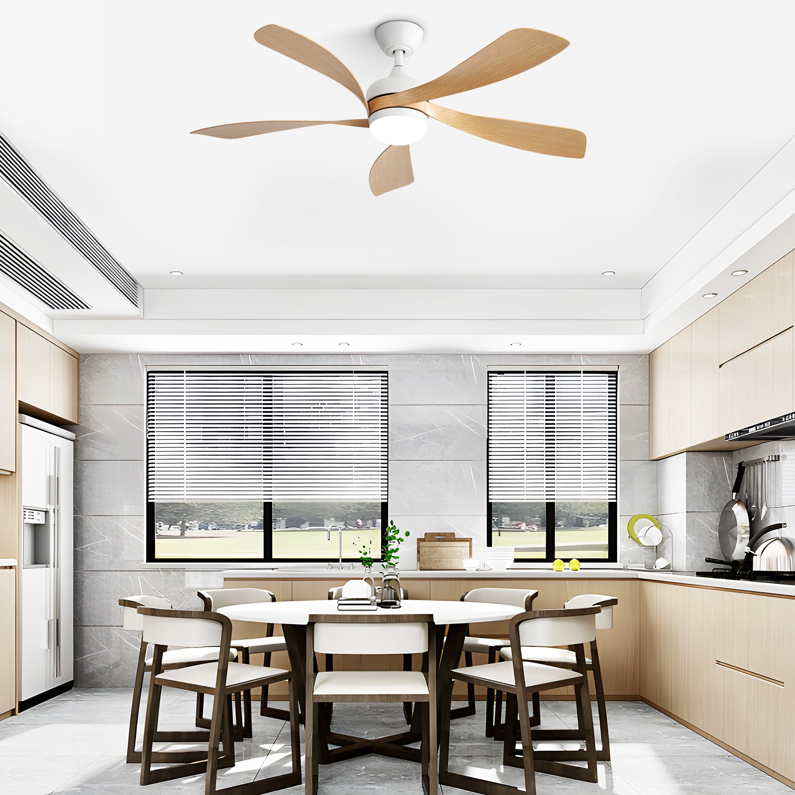 52 Inch Modern Ceiling Fan with Dimmable 3-CCT LED Light, Reversible DC Motor & Remote