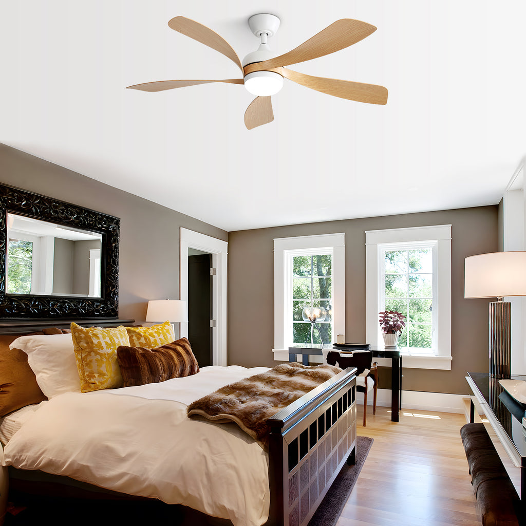 52 Inch Modern Ceiling Fan with Dimmable 3-CCT LED Light, Reversible DC Motor & Remote