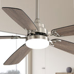 52 Inch Modern Ceiling Fan with LED Light, Reversible DC Motor, Remote Control