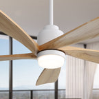 52 Inch Ceiling Fan with Dimmable LED Light, Solid Wood Blades & Remote Control