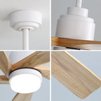 52 Inch Ceiling Fan with Dimmable LED Light, Solid Wood Blades & Remote Control