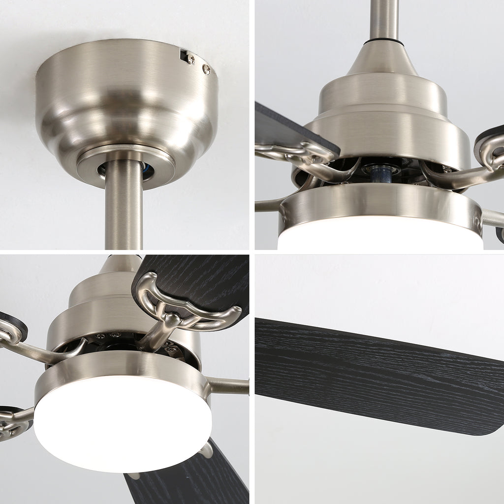 52 Inch Modern Ceiling Fan with LED Light, Reversible DC Motor, Remote Control