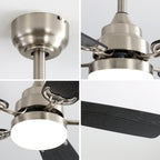 52 Inch Modern Ceiling Fan with LED Light, Reversible DC Motor, Remote Control