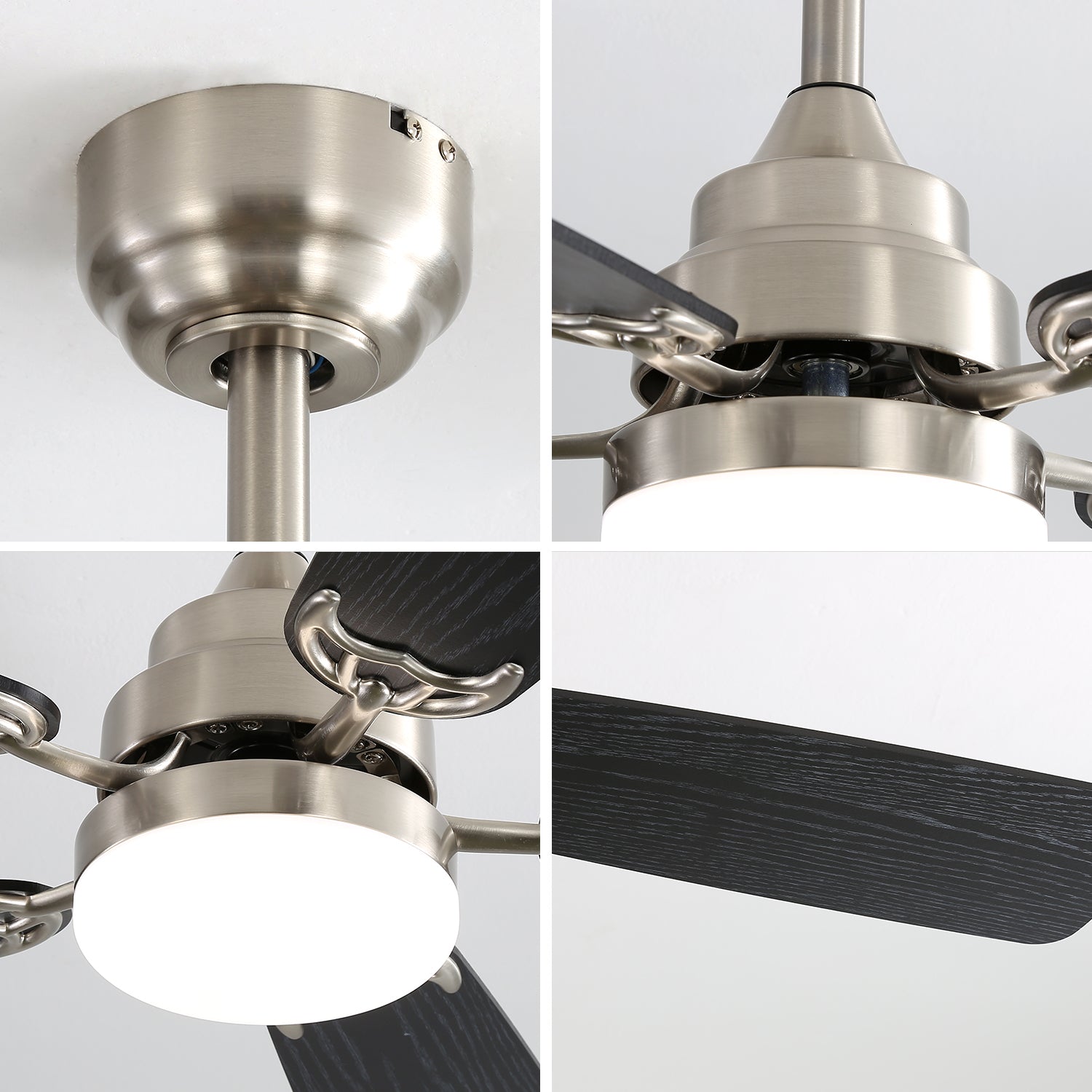 52 Inch Modern Ceiling Fan with LED Light, Reversible DC Motor, Remote Control