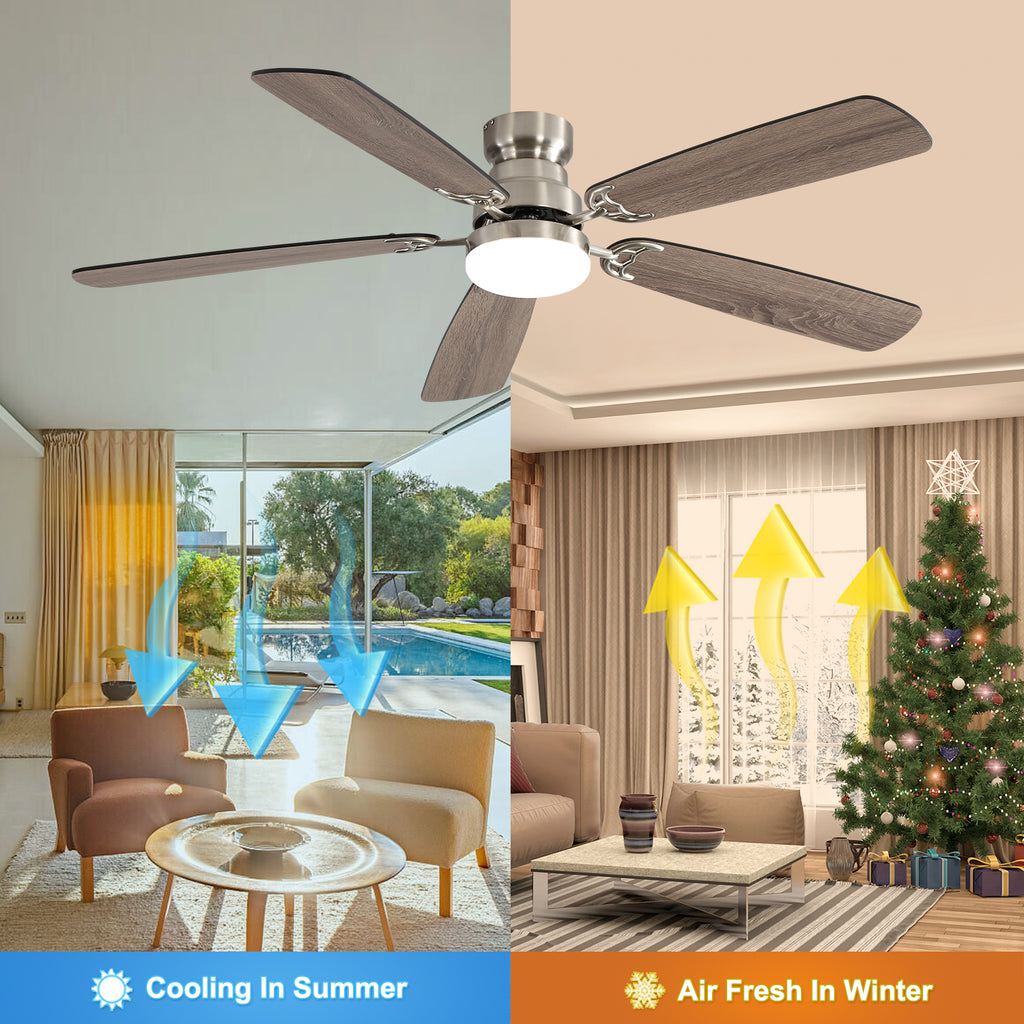 52 Inch Modern Ceiling Fan with LED Light, Reversible DC Motor, Remote Control