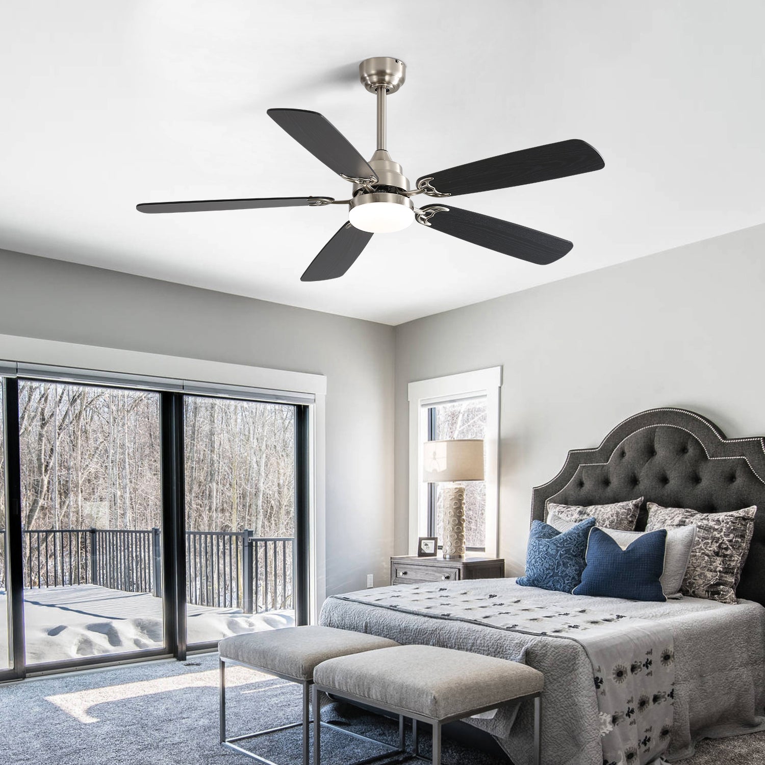 52 Inch Modern Ceiling Fan with LED Light, Reversible DC Motor, Remote Control