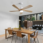 52 Inch Ceiling Fan with Dimmable LED Light, Solid Wood Blades & Remote Control