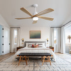 52 Inch Ceiling Fan with Dimmable LED Light, Solid Wood Blades & Remote Control