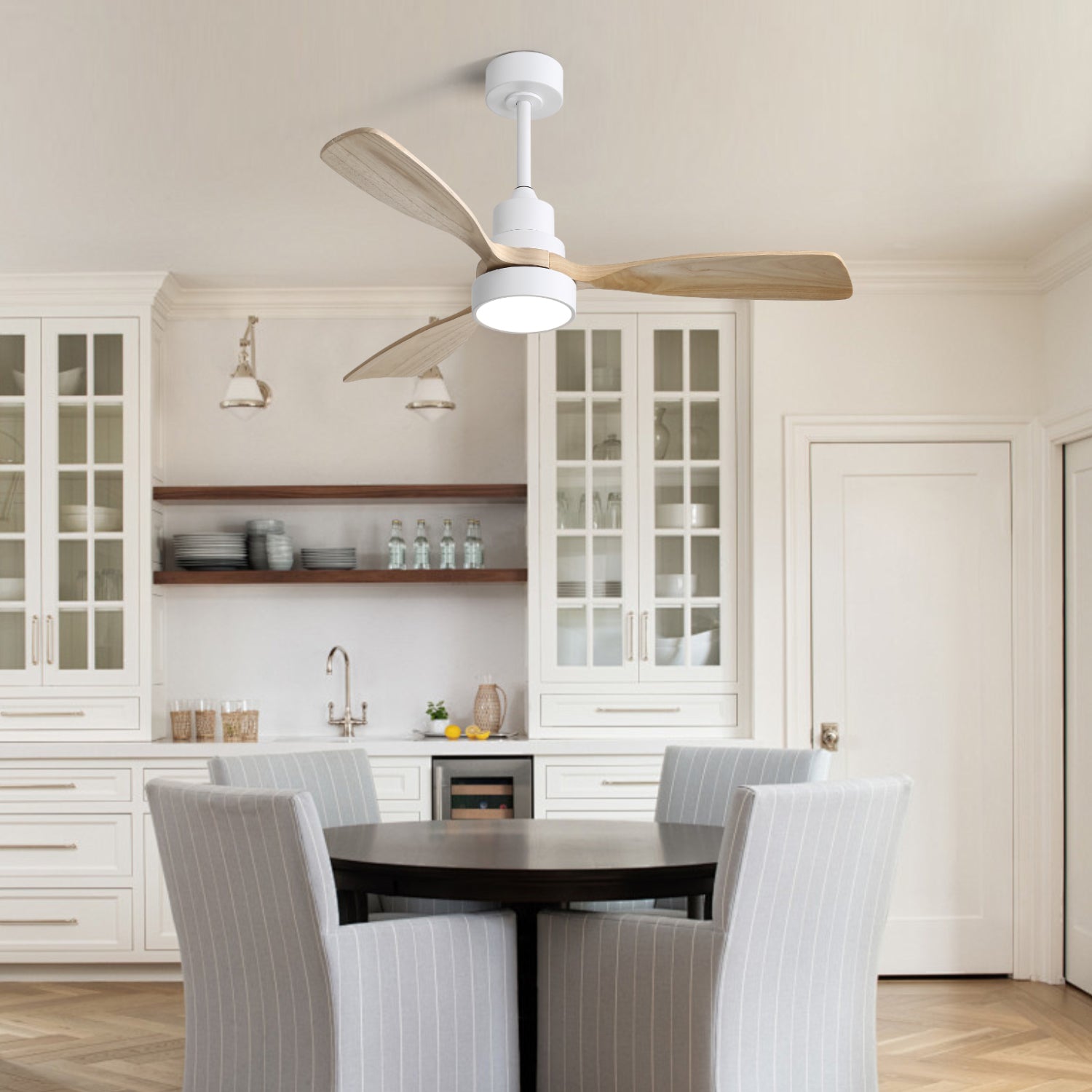 48-Inch Indoor Ceiling Fan with Light, Reversible DC Motor & 3-Color LED, White