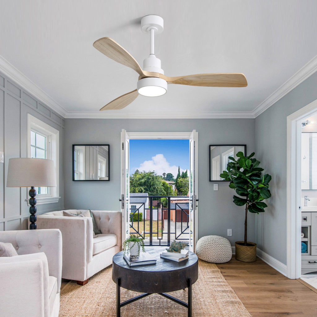 48-Inch Indoor Ceiling Fan with Light, Reversible DC Motor & 3-Color LED, White