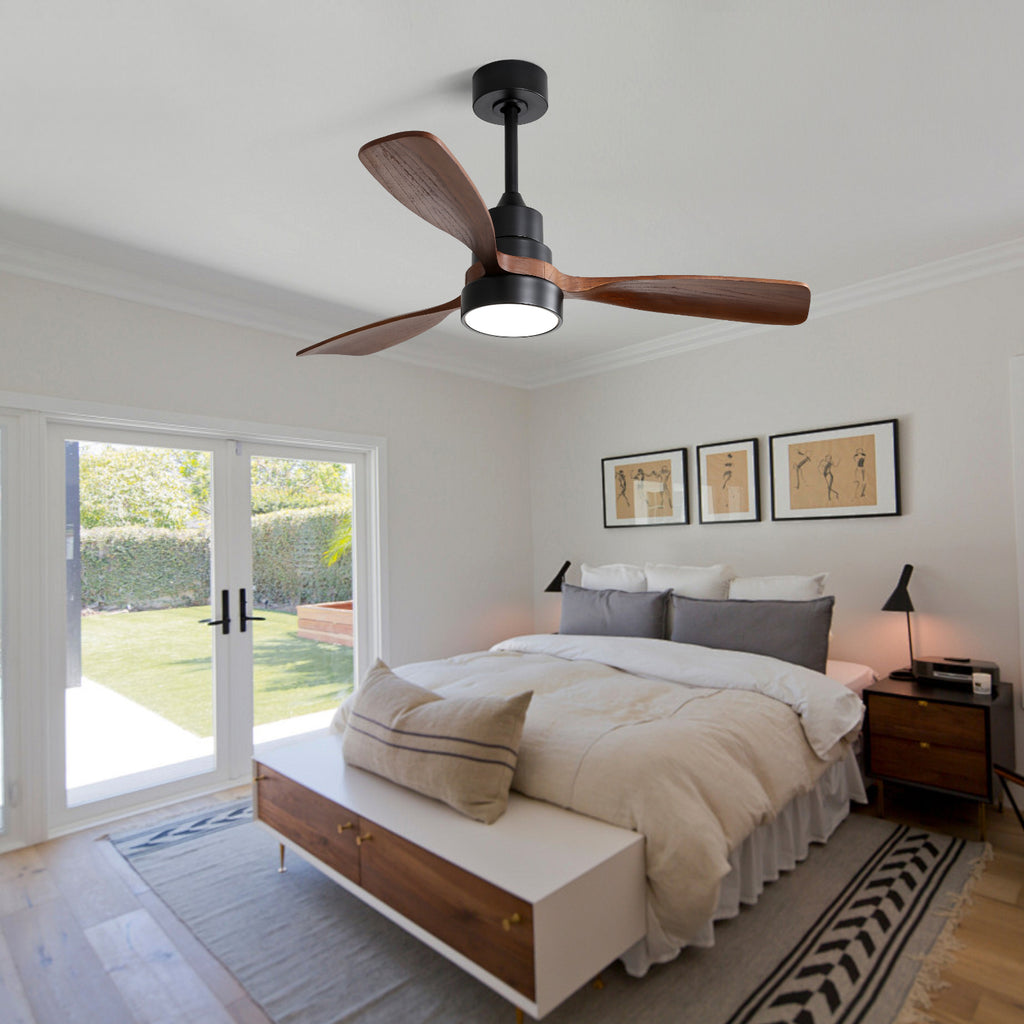 48-Inch Reversible DC Ceiling Fan with Solid Wood Blades and Remote