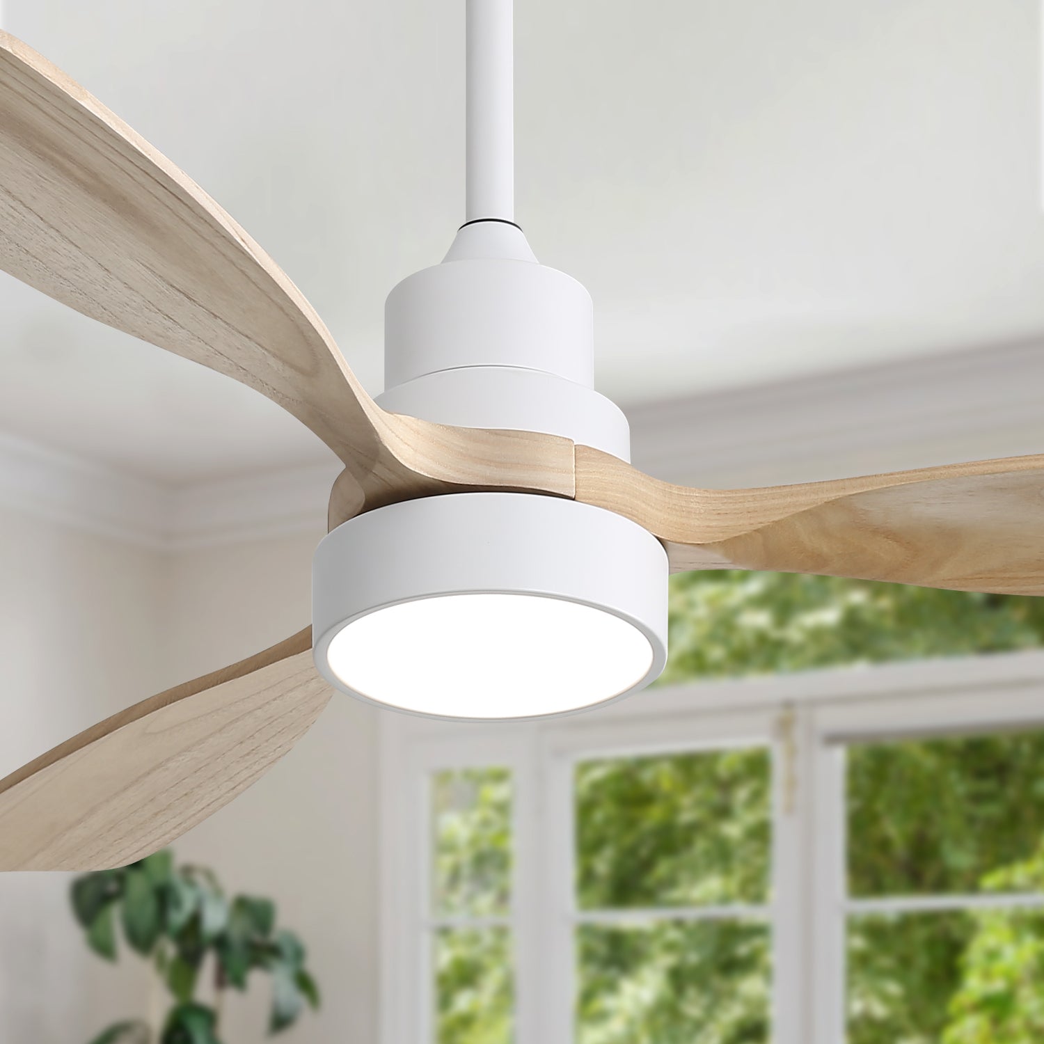 48-Inch Indoor Ceiling Fan with Light, Reversible DC Motor & 3-Color LED, White