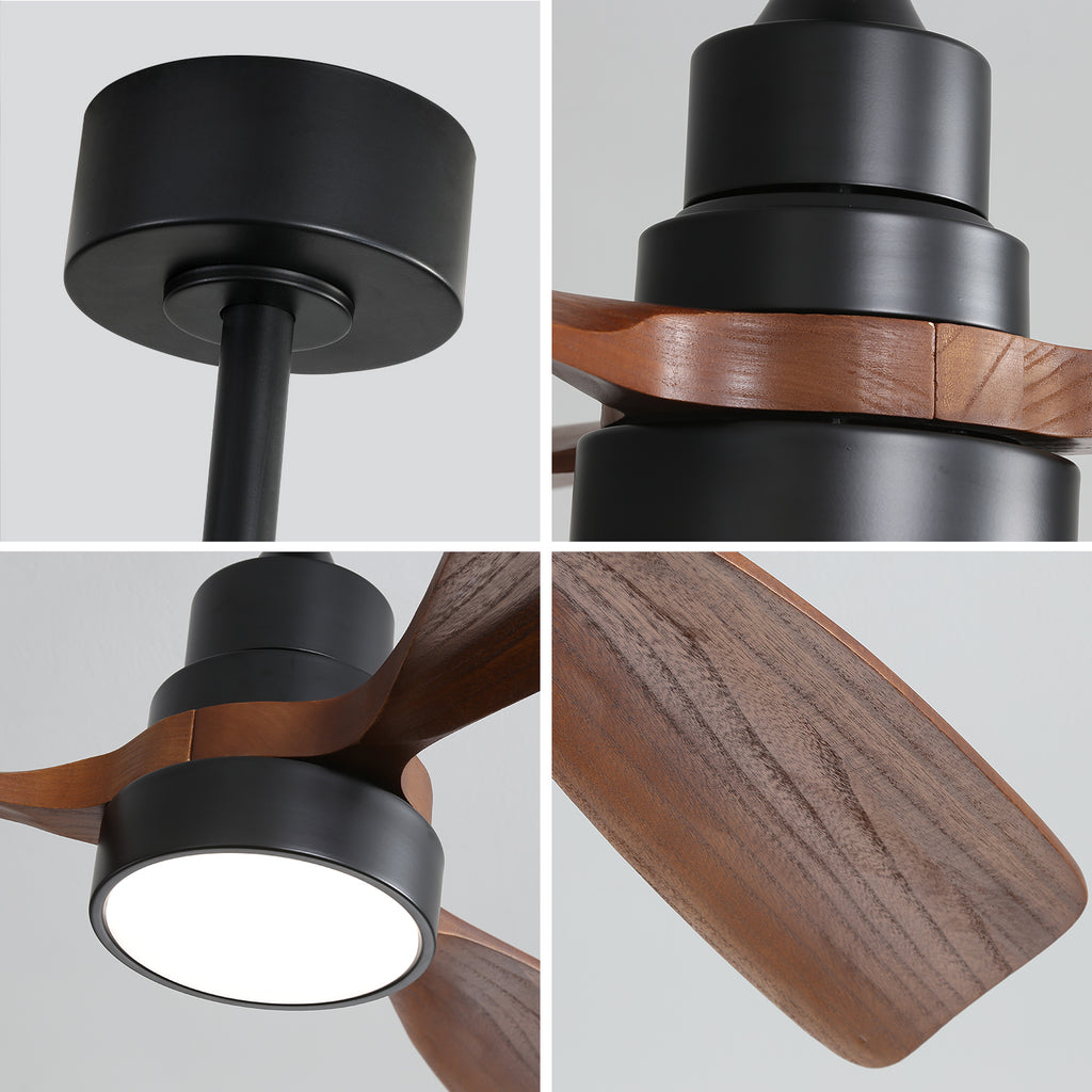 48-Inch Reversible DC Ceiling Fan with Solid Wood Blades and Remote