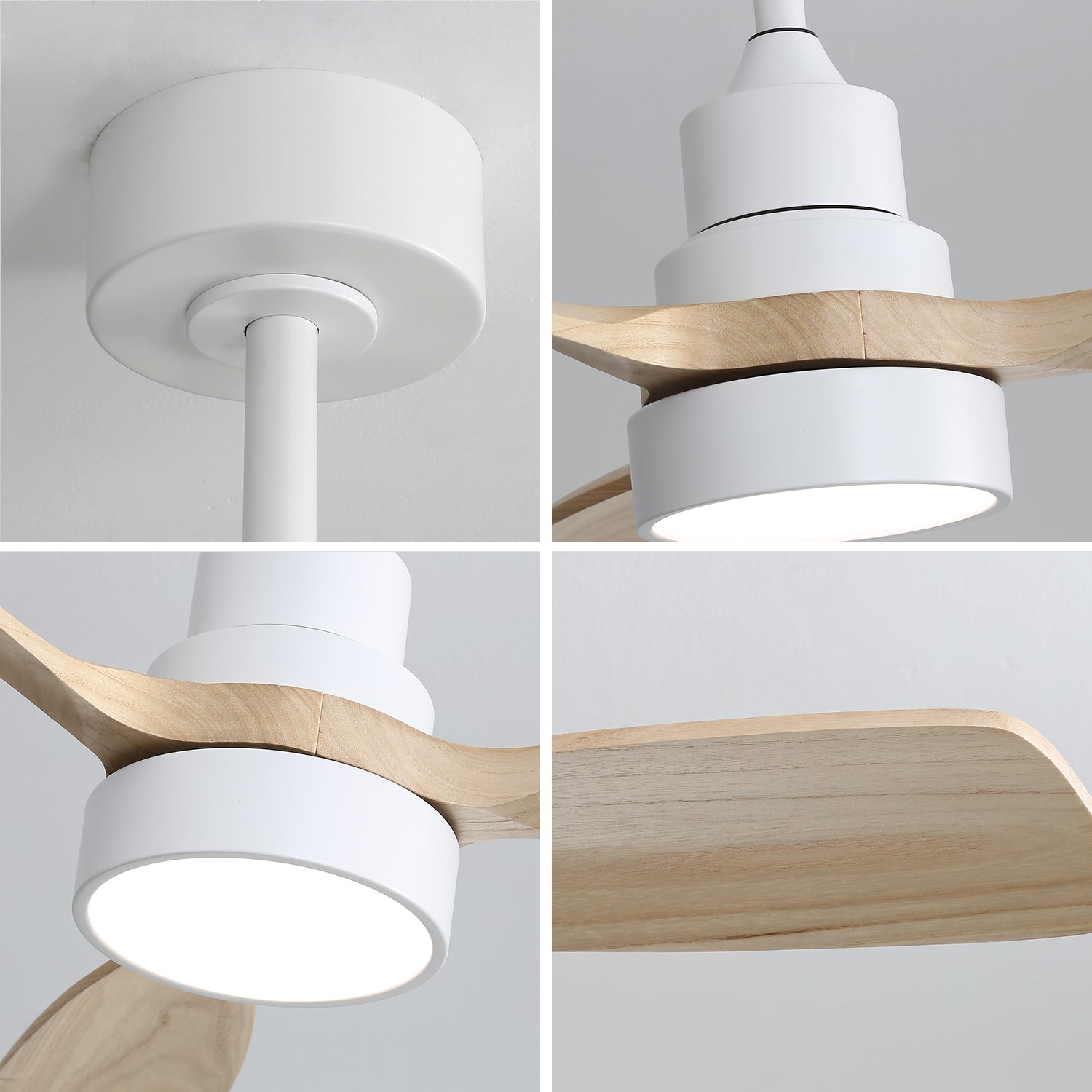 48-Inch Indoor Ceiling Fan with Light, Reversible DC Motor & 3-Color LED, White