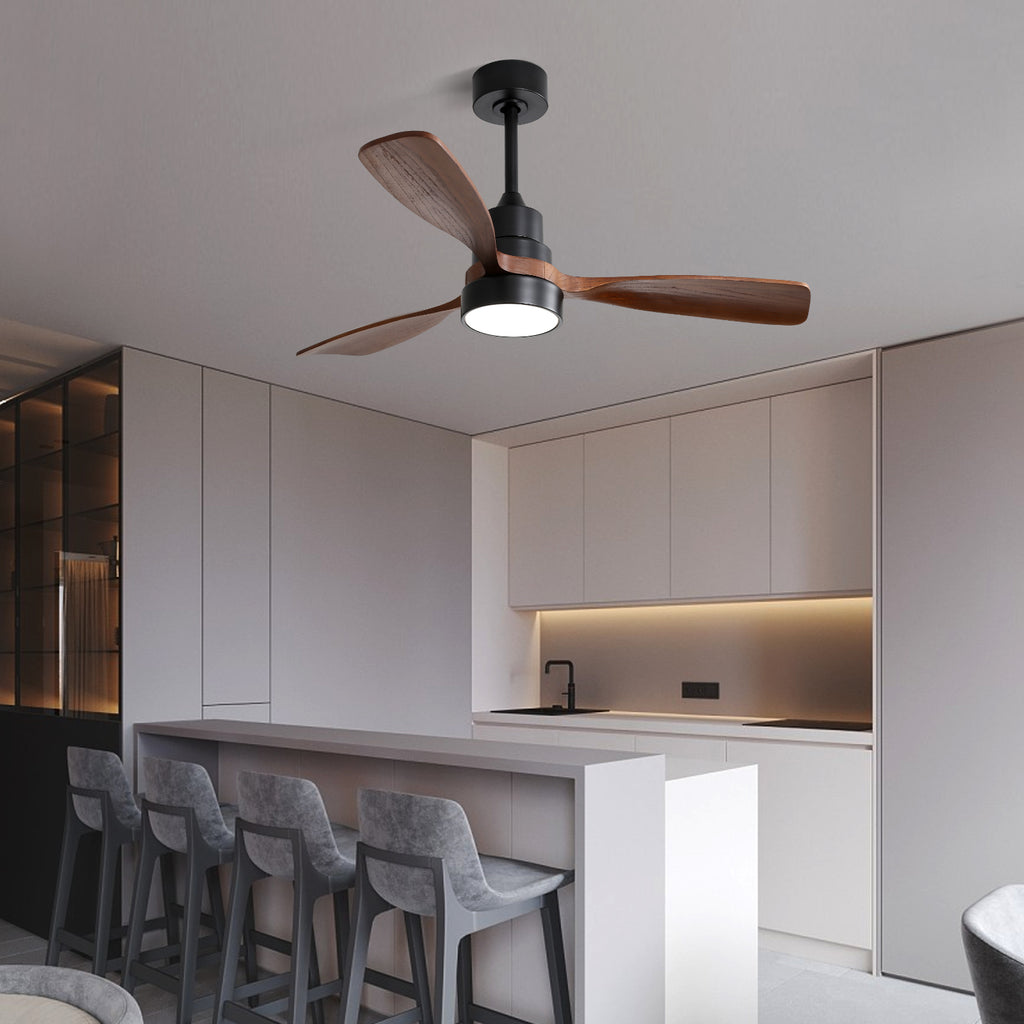48-Inch Reversible DC Ceiling Fan with Solid Wood Blades and Remote