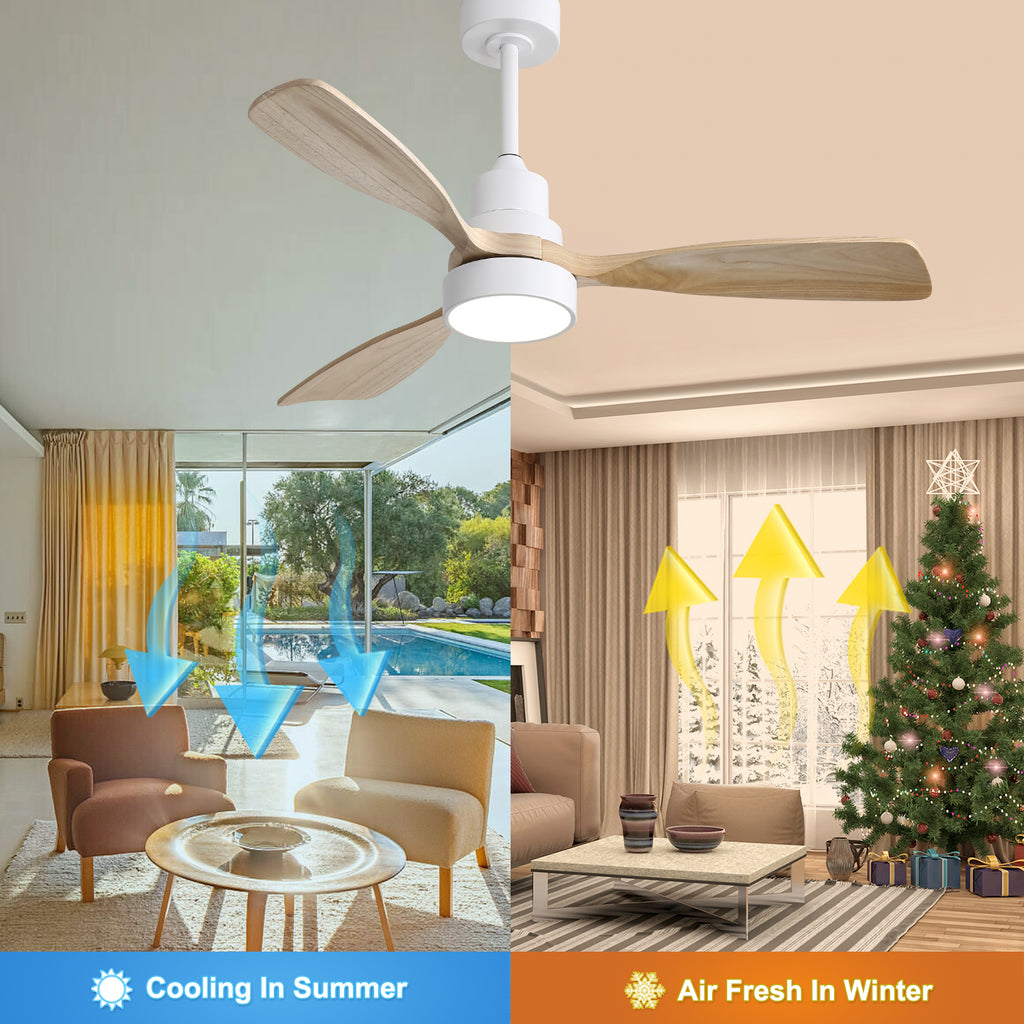 48-Inch Indoor Ceiling Fan with Light, Reversible DC Motor & 3-Color LED, White