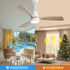 48-Inch Indoor Ceiling Fan with Light, Reversible DC Motor & 3-Color LED, White