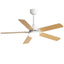 Front view of modern white 42-inch ceiling fan with five blades and integrated LED light