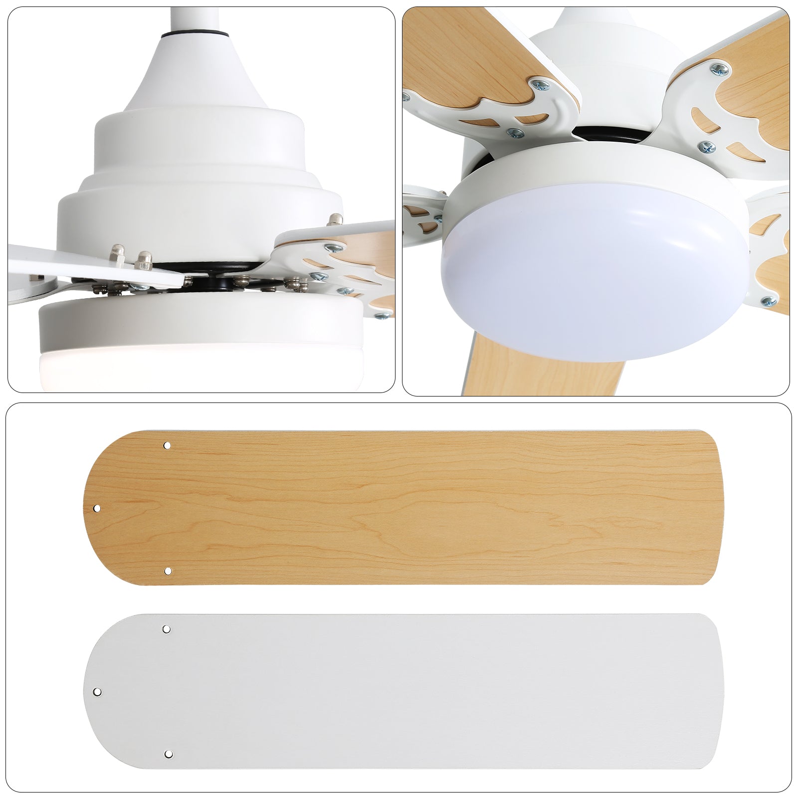 Diagram showing flush mount, angled mount, and standard downrod installation options