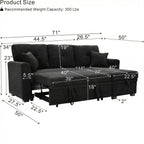 Black L-Shaped Sleeper Sofa with Reversible Chaise & Storage - product detail image 7
