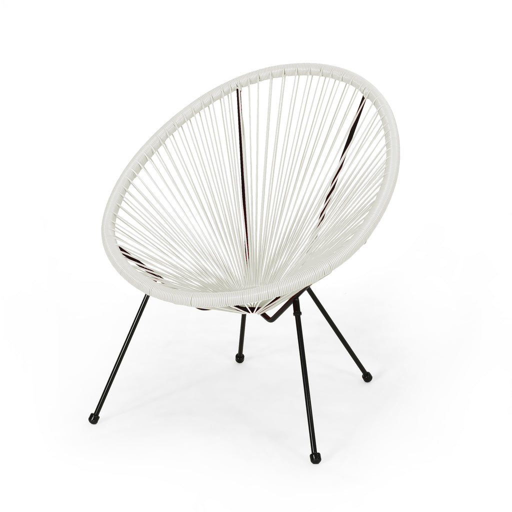 Anson Outdoor Basket Chair Set of 2 – White PE Rattan & Steel