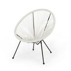 Anson Outdoor Basket Chair Set of 2 – White PE Rattan & Steel
