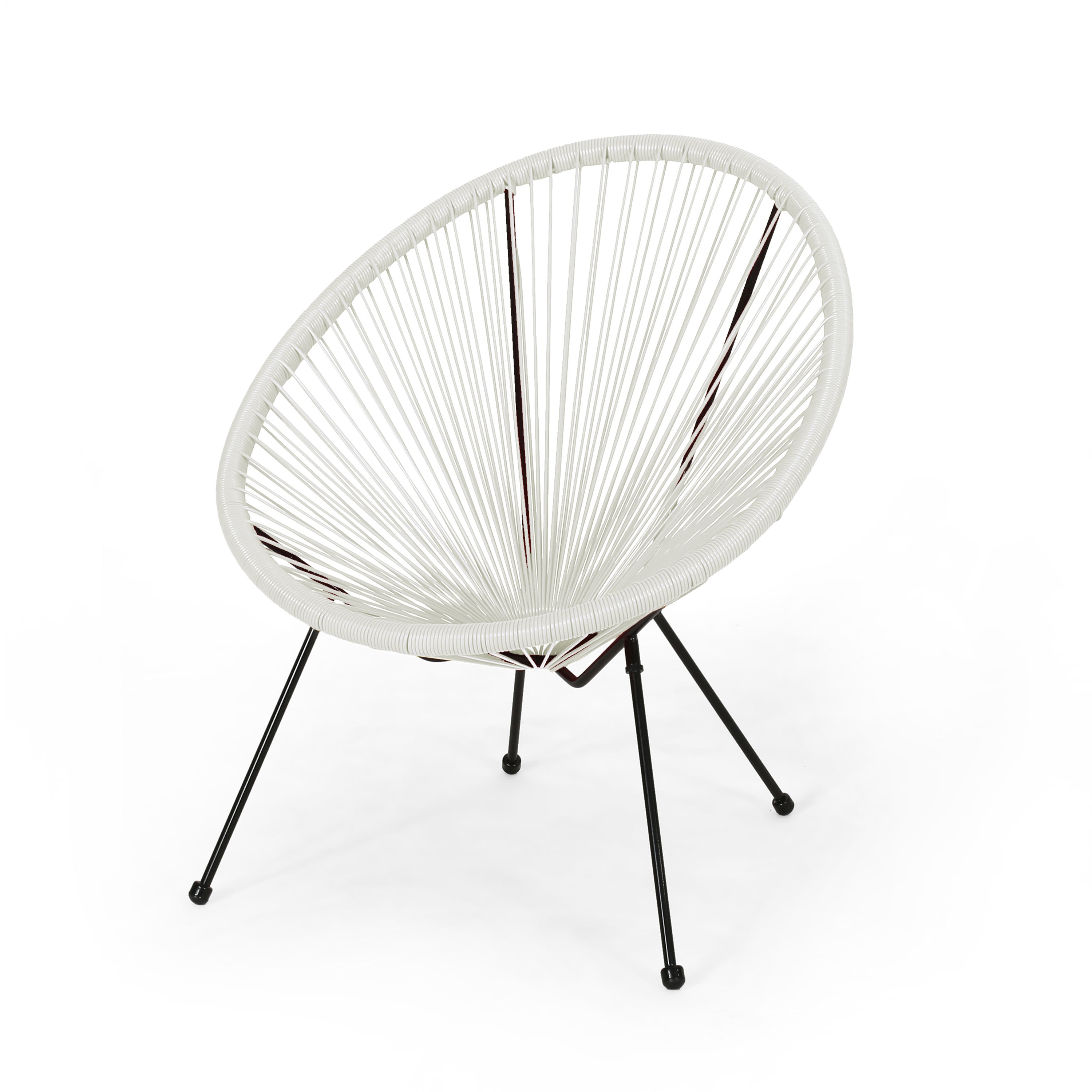 Anson Outdoor Basket Chair Set of 2 – White PE Rattan & Steel