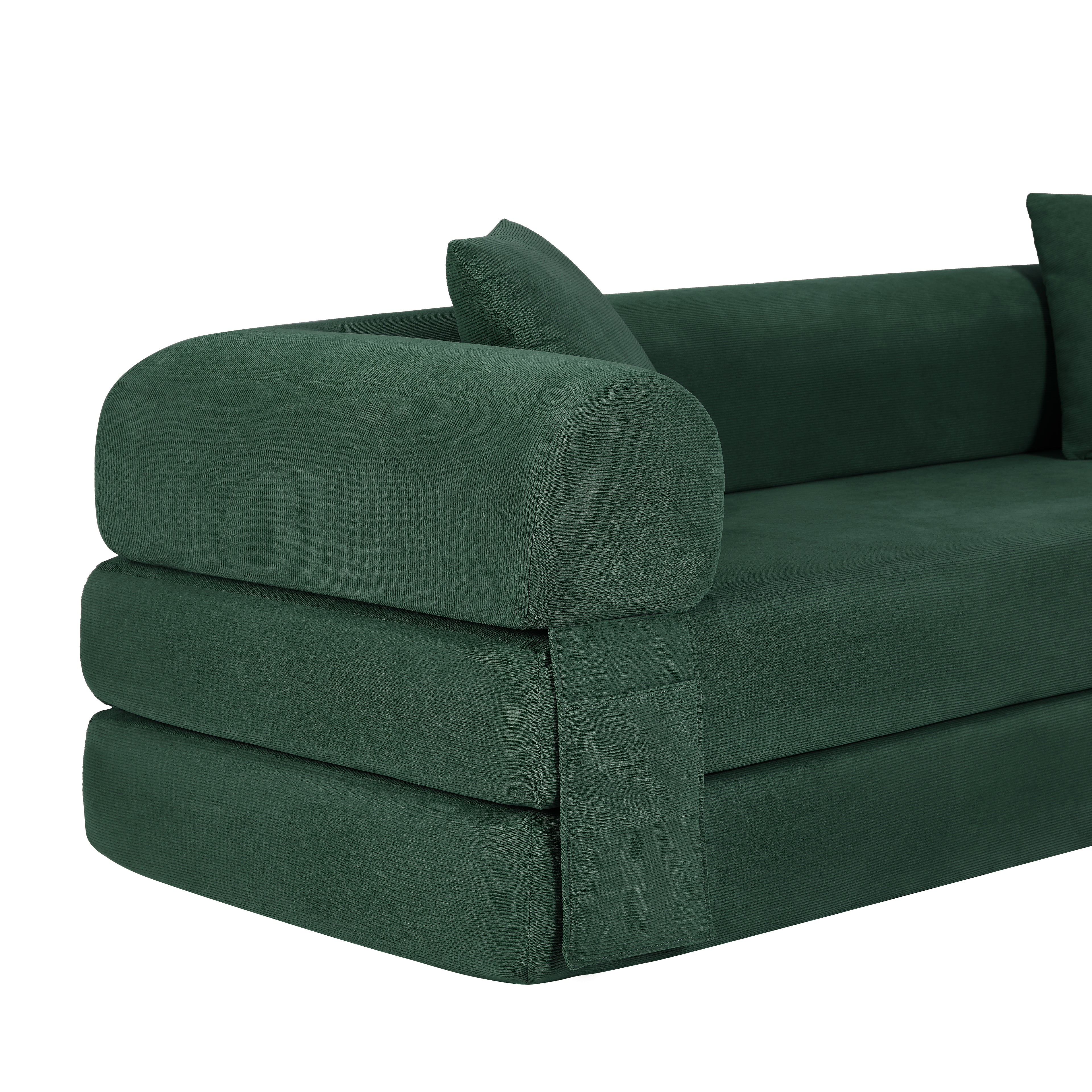 80-Inch Convertible Sofa Bed with Storage – Corduroy 3-Seat Sleeper Couch, No Assembly Required