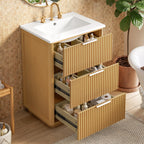 24-inch Modern Bathroom Vanity with Ceramic Sink and Wood Cabinet