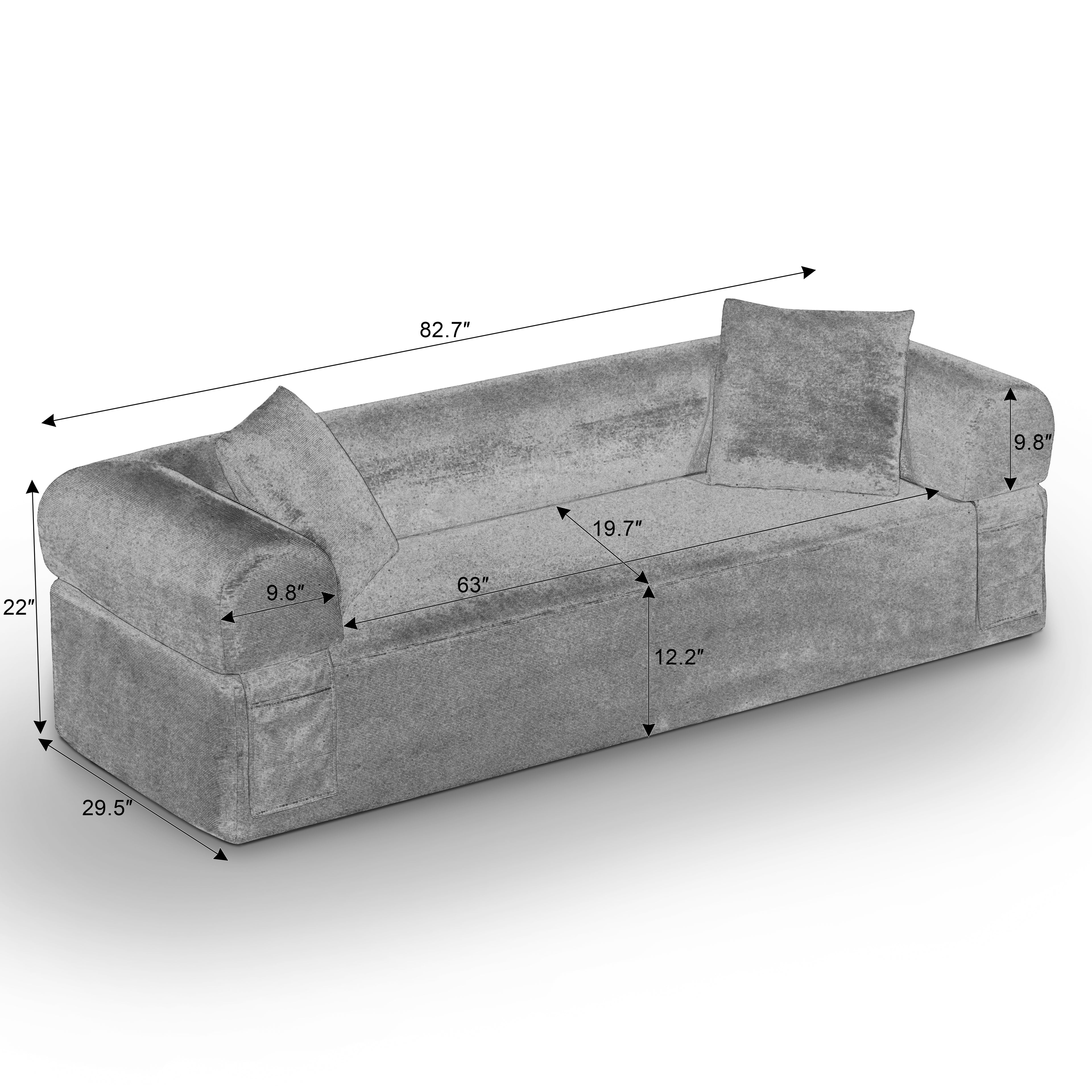 3-Seat Corduroy Sofa – No Assembly, Plush Foam & Pocket Spring Support - product detail image 9