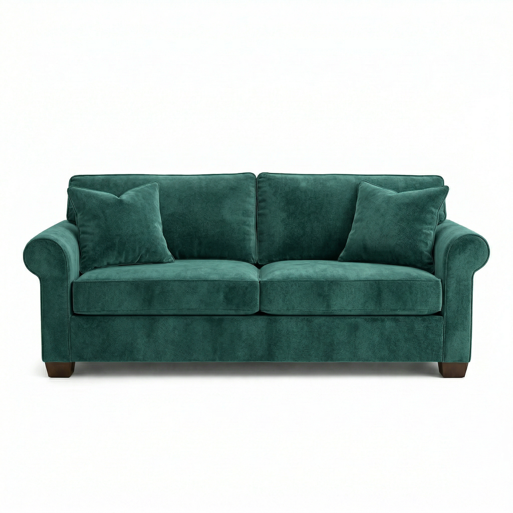 Irlanda Velvet Sofa styled in a modern living room setting