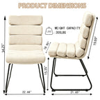 Beige 2-Piece Dining Chair Set with Memory Foam Cushions & Metal Frame