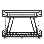 Queen over Queen Metal Bunk Bed with Dual Side Ladders and Low Profile Design – Black