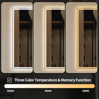 30" x 36" Frameless Front-Lit LED Bathroom Mirror with Anti-Fog & 3 Color Temperatures