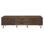 70-inch Modern TV Stand for TVs up to 80 Inches – Dark Brown Wood-Grain with Ample Storage & Solid Pine Legs
