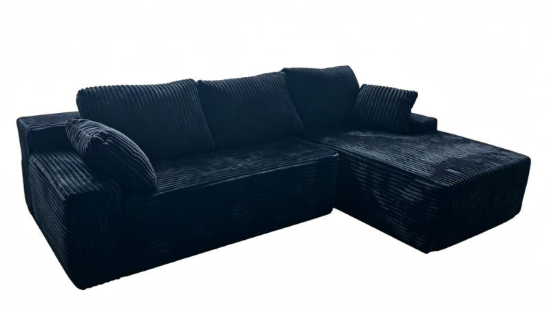 96" Black L-Shaped Compressed Sofa – Frameless, No Assembly Required - product detail image 9