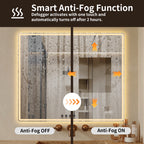 30" x 36" Frameless Front-Lit LED Bathroom Mirror with Anti-Fog & 3 Color Temperatures