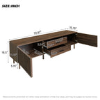 70-inch Modern TV Stand for TVs up to 80 Inches – Dark Brown Wood-Grain with Ample Storage & Solid Pine Legs